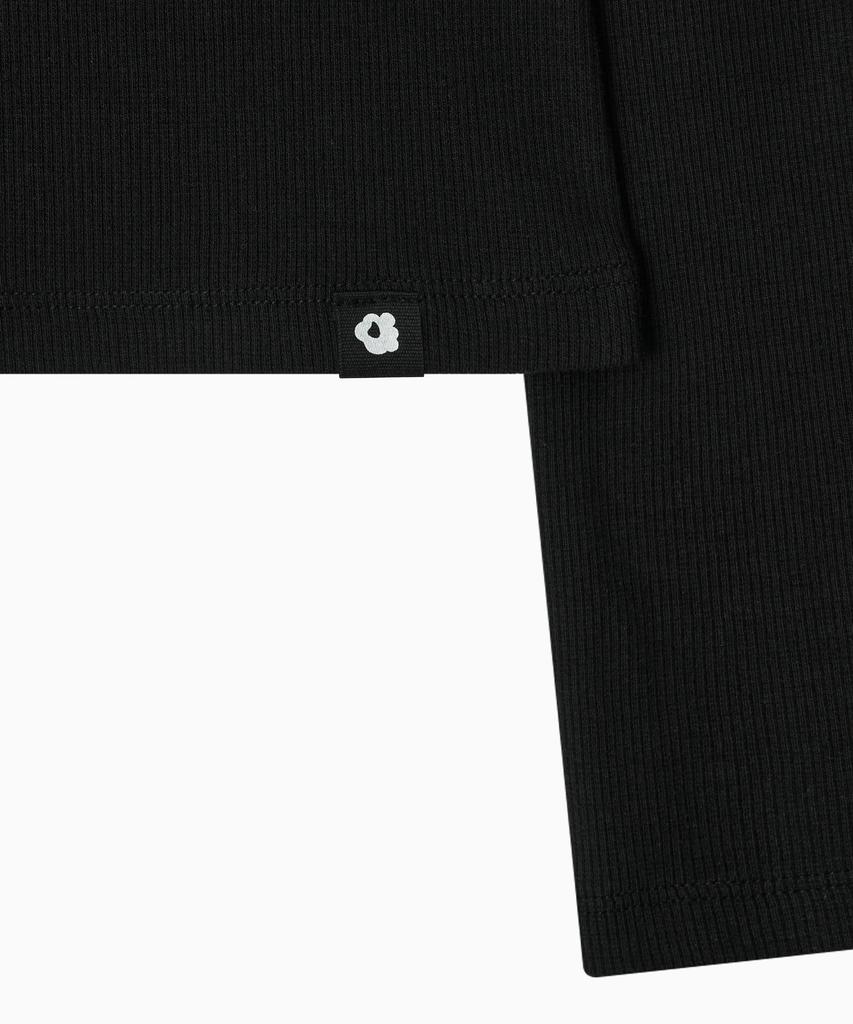 Ohesio Basic Ribbed V-Neck Long Sleeve, Black