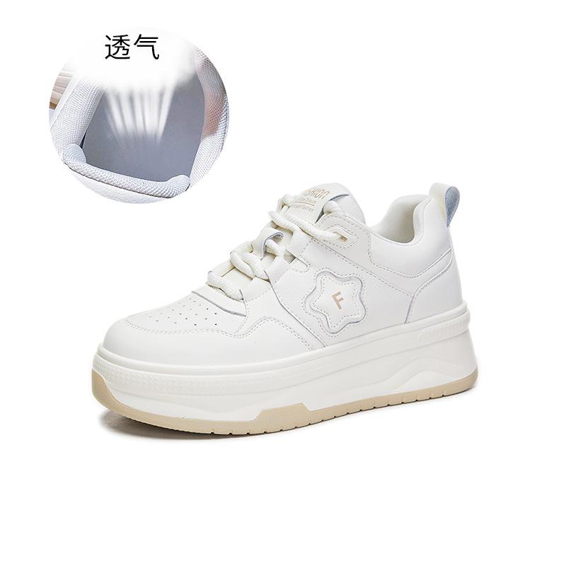 

Кожаные белые туфли женские 2025 весна новые женские повседневные туфли туфли на высокой платформе туфли с низким верхом женские туфли звездные женские туфли 35 бежевый