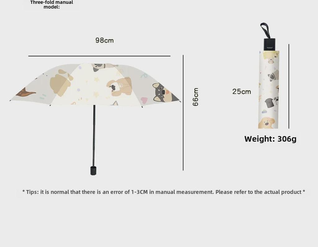 Мила парасолька-автомат для жінок подвійного призначення з цуценям - Захист від УФ-променів, Легка та Портативна