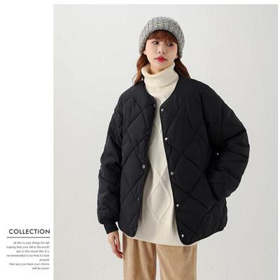 Piumino invernale da donna in cotone di pane caldo parka allentato capispalla nero beige