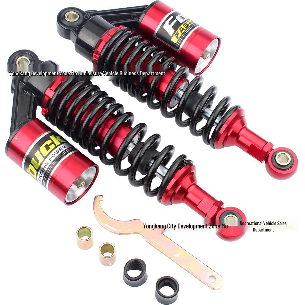 Red GY6 Scooter/ATV Four-Wheeled Beach Kart Rear Air Shock Absorber (1 Pair) 340mm Rear Shock Absorber