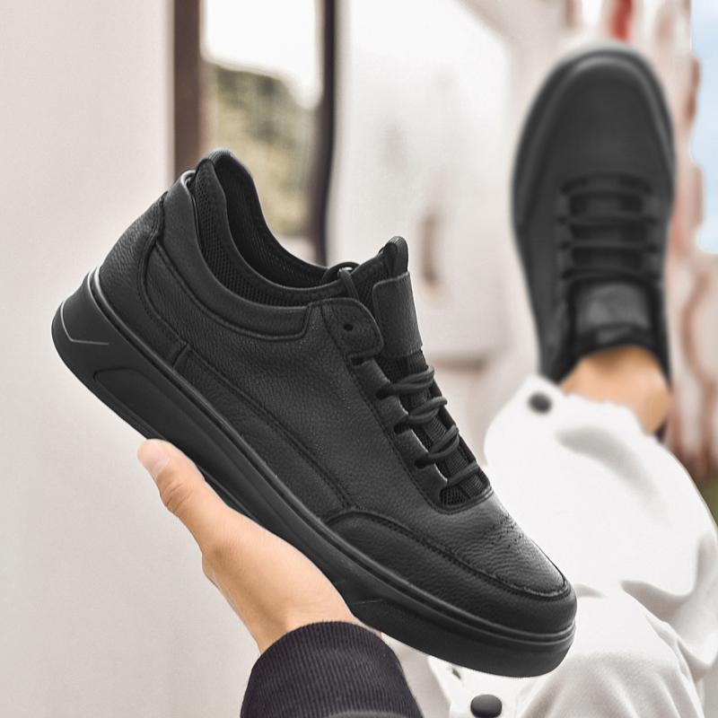 Fashion Genuine leather casual men's shoes Trendy and versatile minimalist design daily high-quality Outdoor leisure sports Black shoes