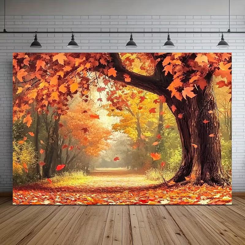 

2D Fall Maple Tree Backdrop Forest Path Photography Background 47.2x31.5inch/120*80cm