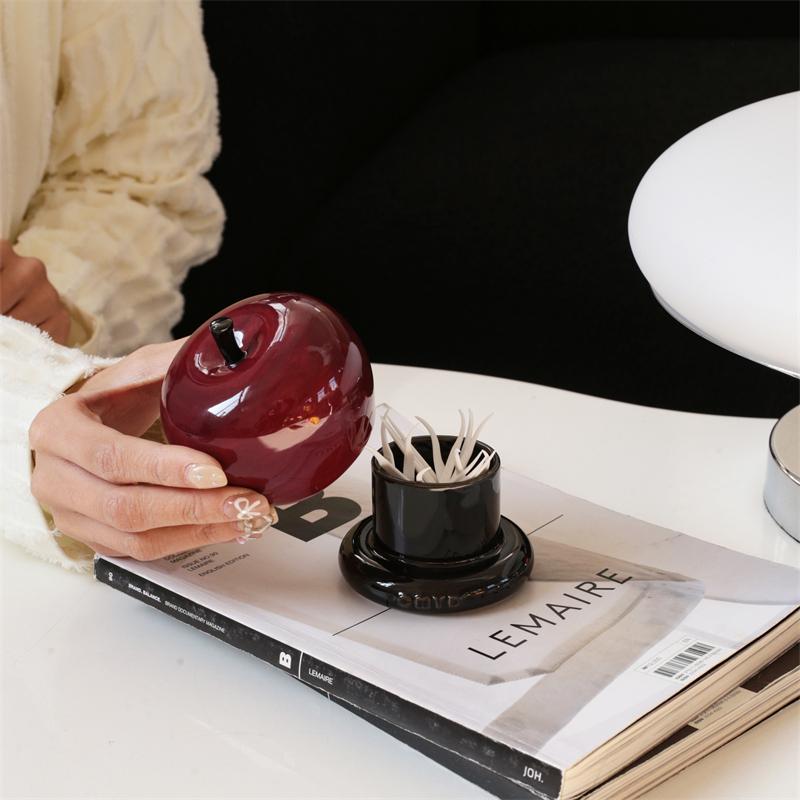 1Pc Original Design Apple Toothpick Jar, Exquisite and High-Looking Apple-Shaped Toothpick Jar, Suitable for Home Decoration, Living Room Coffee Table