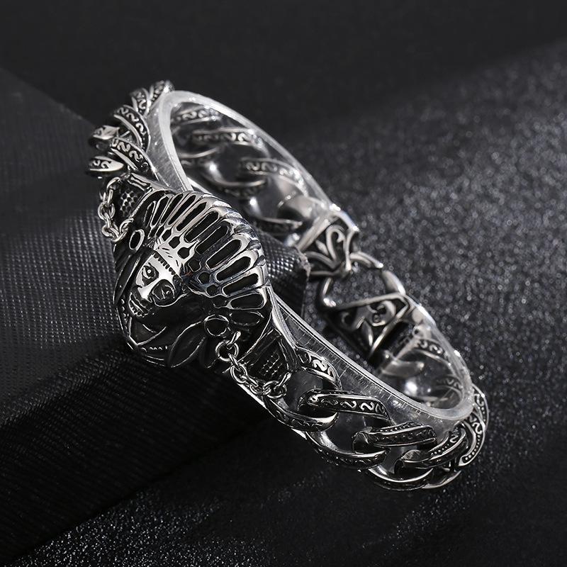 

Мужской браслет из стерлингового серебра 925 пробы, новые персонализированные ювелирные изделия в стиле ретро, ​​старый и доминирующий узор вождя