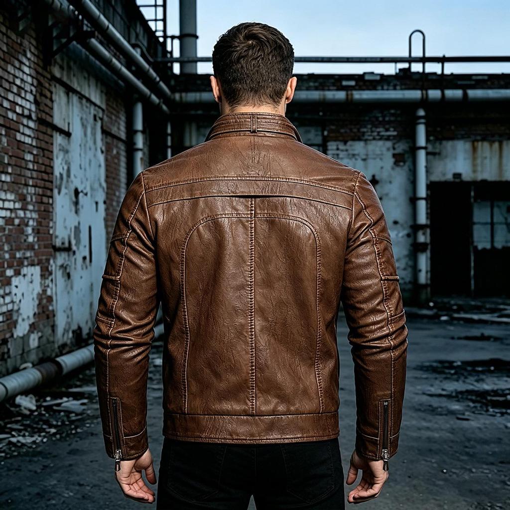 Men's Faux Leather PU Motorcycle Jacket - Autumn/Winter Stylish Outerwear