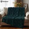 Cyan Geometric Grid Ultra Soft Sherpa Fleece Blanket Fluffy Warm Halloween Cozy Throw for Sofa Couch Bedroom Gift All Season