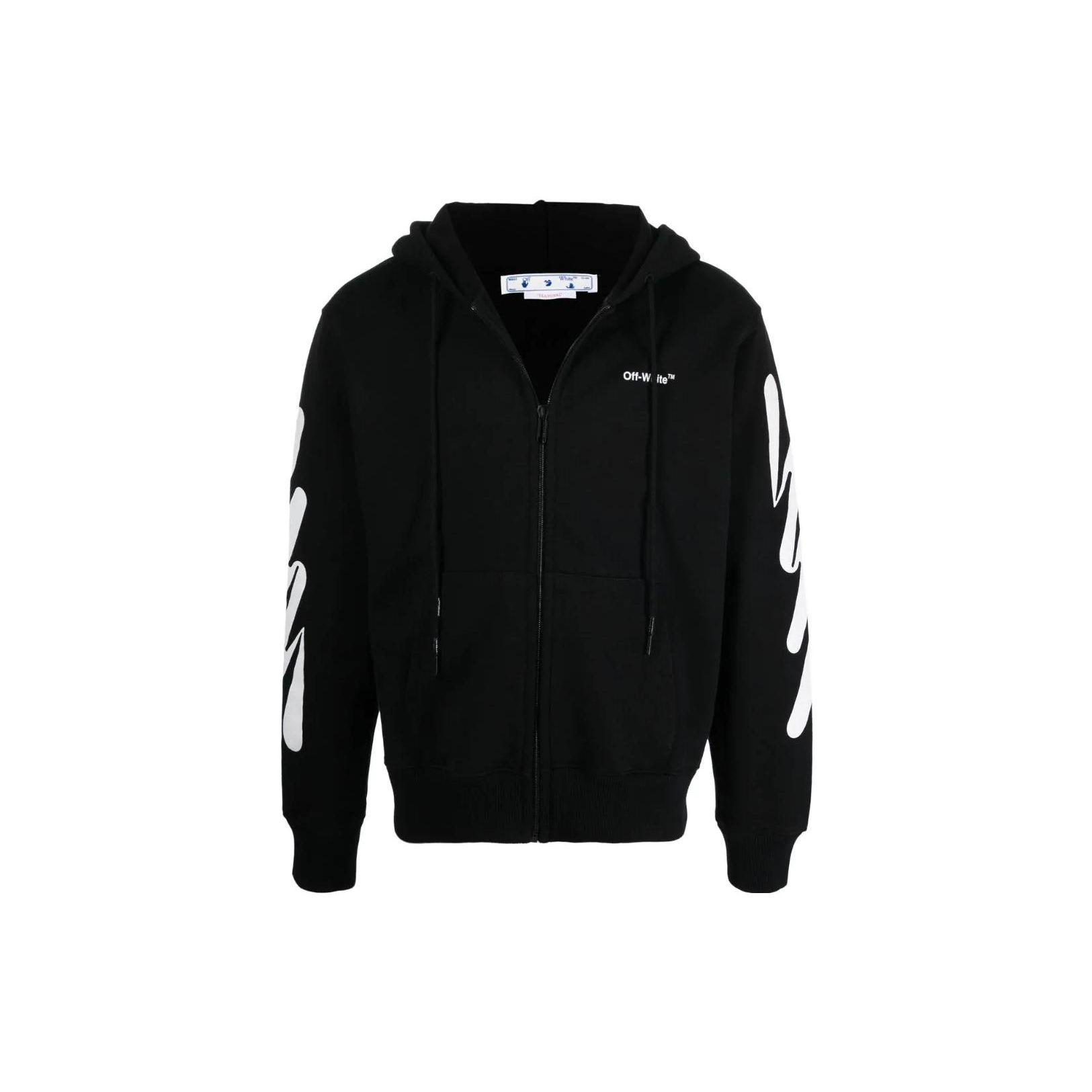 

Off-White Куртка на молнии с принтом в полоску, мужские топы, черные OMBE013S22FLE00410011001
