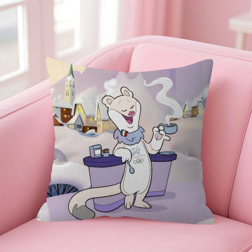 Office Cushion Pillowcase Car Cushion Cover45X45CM Lumbar Pillowcase Sofa Pillowcover Mascot TTina cute And MMilo