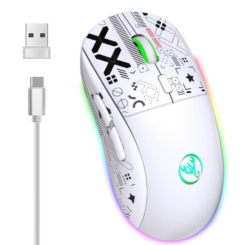 Bluetooth-compatible 2.4G- Wireless Mouse  Light For Computer Laptop Pad Tablet Optical Mice-Rechargeable TypeC Mute-