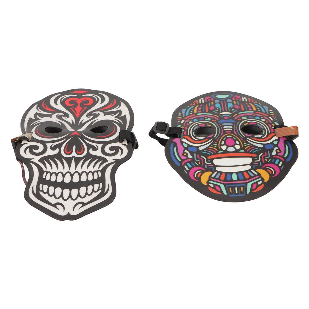 LED Face Cover Voice Control Adjustable Size Light Up Face Cover for Halloween Party Cosplay 2pcs