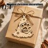Holiday Gifts for Pet Lovers Wood Christmas Tree Pendant with Paw Print, Hollow Engraved Hanging Rustic Decor Home Ornament, Style Craft Party