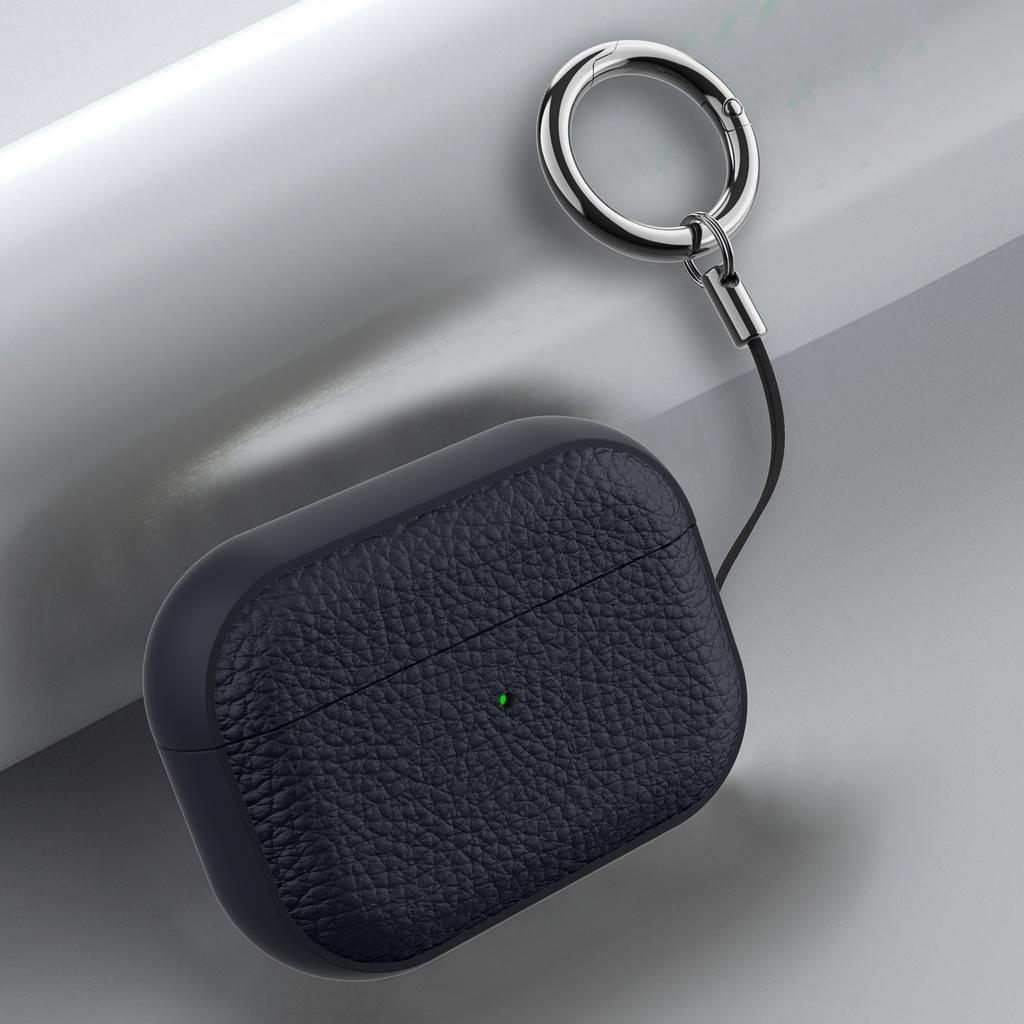 Für Airpods Pro 2 Pro Airpods 1 2 3 Lederhülle Abdeckung mit Schlüsselanhänger Schutzhülle Abdeckung Haut für Männer Frauen, Vordere LED sichtbar