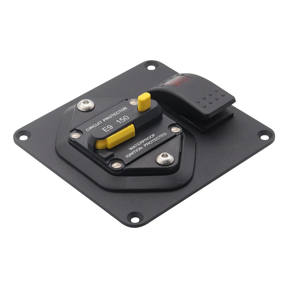 2-in-1 150A Circuit Breaker Panel + Red LED Switch ON OFF For RV Boat Car Truck