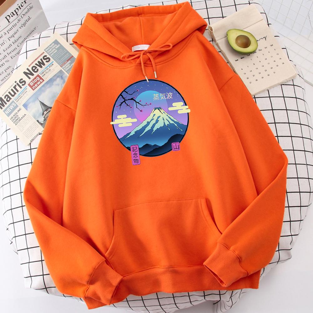 

Мемориальный принт Укиё с горой Фудзи в стиле вейпорвейв, мужской женский худи с капюшоном в стиле хип-хоп, осенний худи, модный повседневный спортивный костюм S