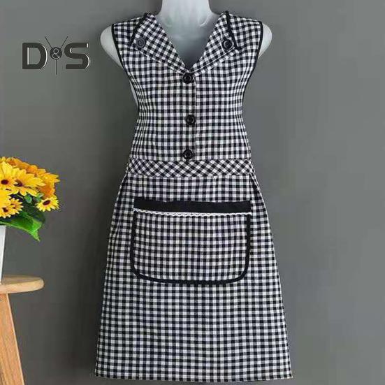 Water-resistant Cooking Bib Tie Back Design Useful Kitchen Apron Anti-greasy Anti-wear Overalls