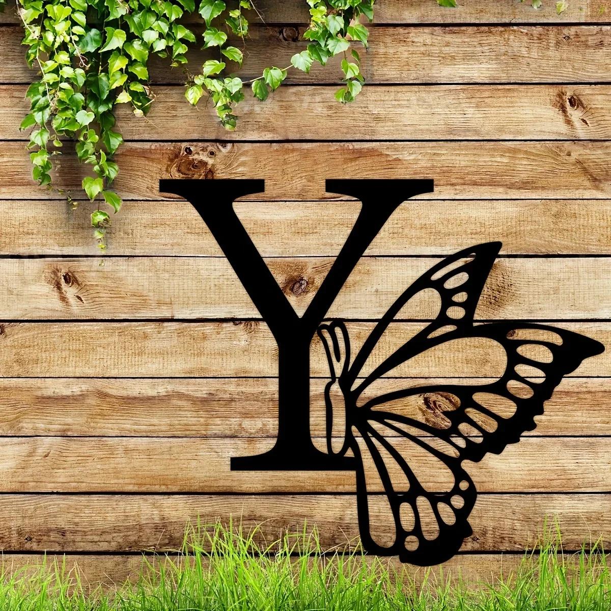 1 шт. Металлический знак с монограммой в виде бабочки - все буквы. Металлические — фото 9