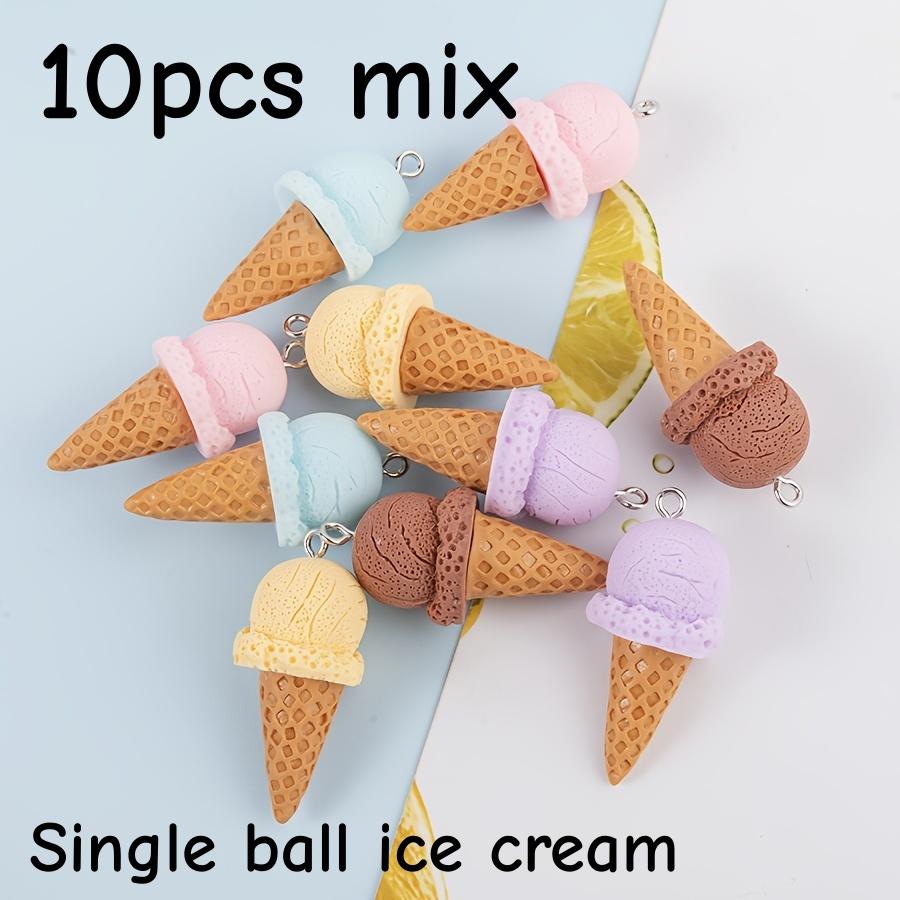 

10 random 3D ice cream color matching cute DIY earrings pendant jewelry making resin material floating decorative crafts 10pcs