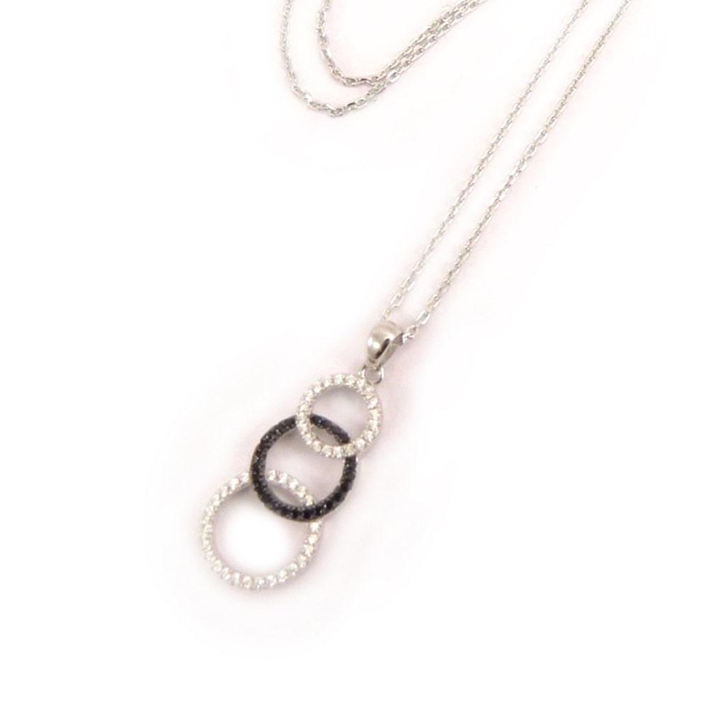 Altesse [L0181] - Collier Argent 'Scarlett' noir blanc