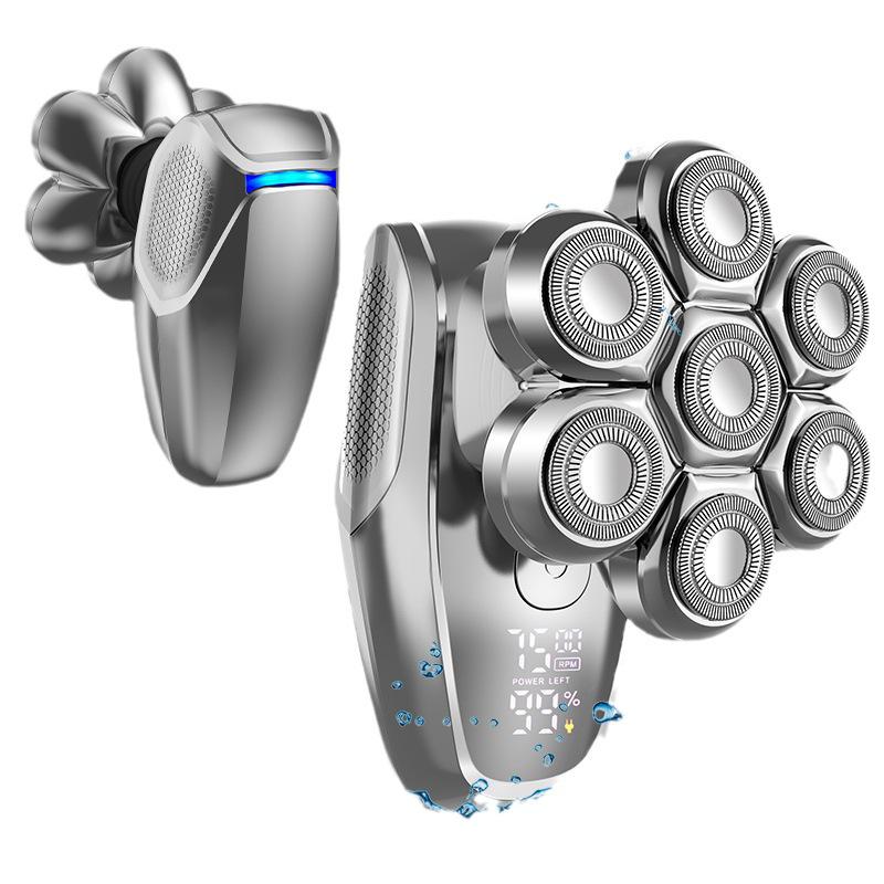 Seven-Head Digital Display Electric Bald Head Shaver: 5-in-1 Multi-Function Razor