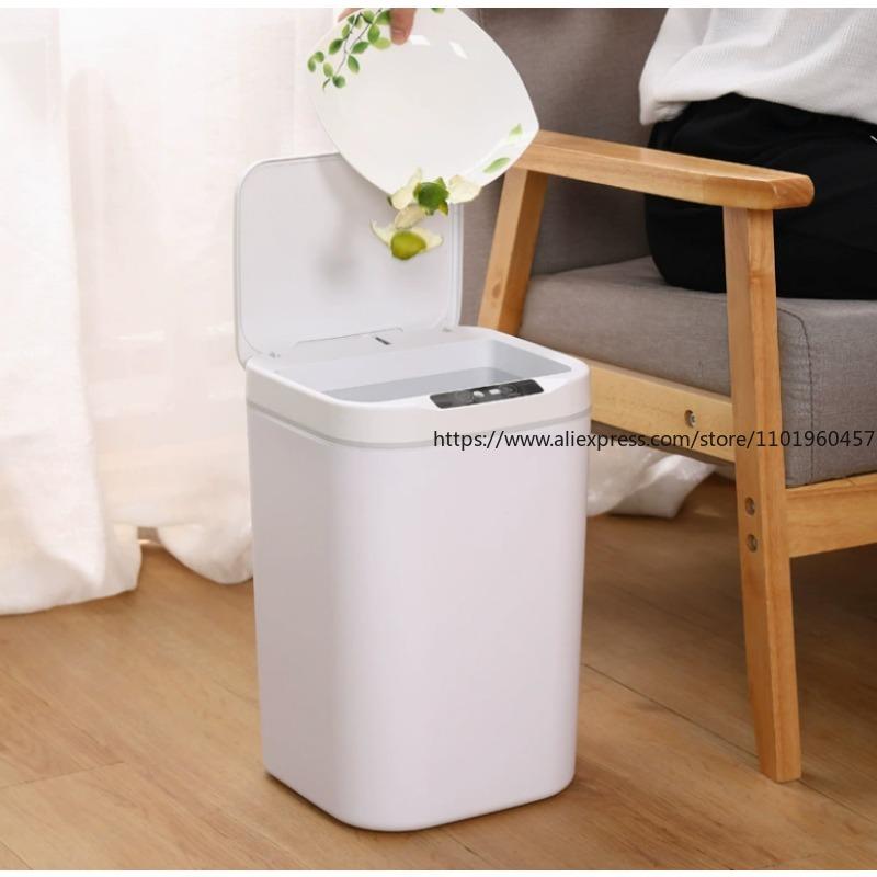 Smart Induction Type Trash Can Bedroom Dustbin Electric Touchpad Trash Bin for Kitchen Bathroom Garbage Small Desk Cans