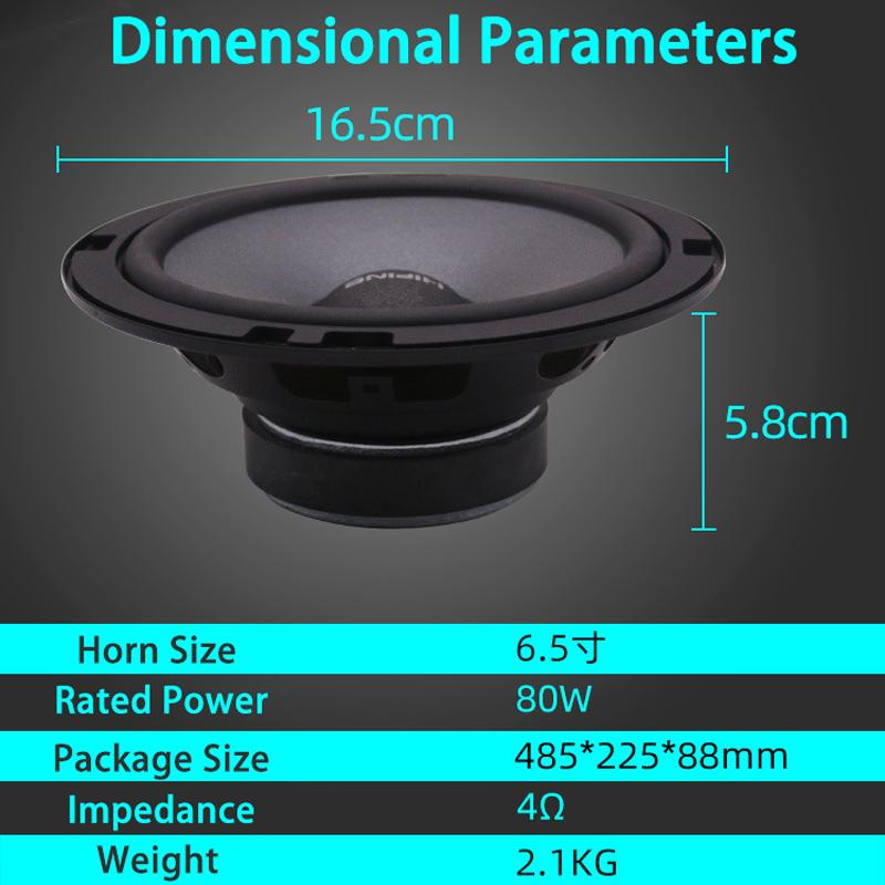 6.5 Inch Subwoofer 80W High Power Speaker HiFi Car Speaker Kit 2-Way Full Range Frequency Automotive Audio Music Stereo Speaker