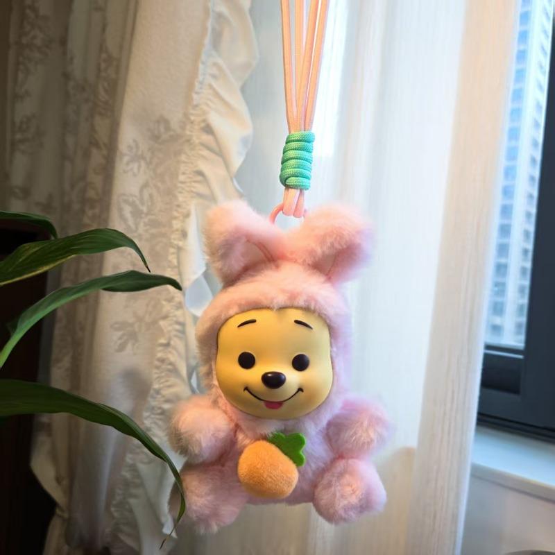 Disney 12cm Winnie the Pooh Hand Rope Series Plush Key Chain Pendant Cute Doll Accessories Christmas Birthday Toy Gifts
