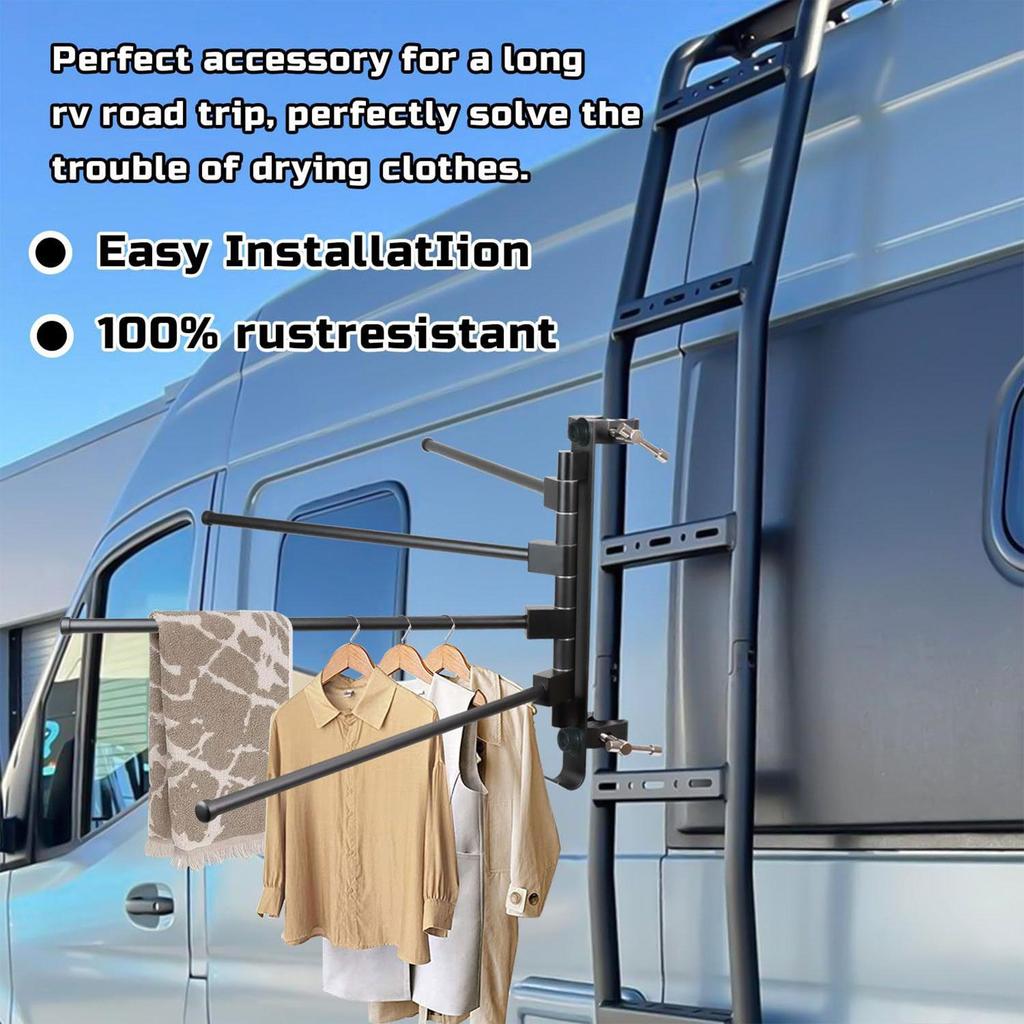 Laundry Drying Rack Aluminum Alloy Heavy-Duty Hanger RV Ladder-Mounted Clothes Drying Rack For Campers Trailer Travel Hotel