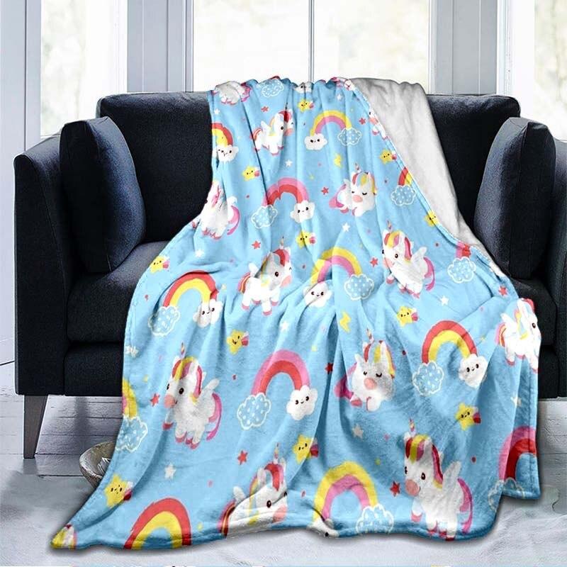 Cute Mermaid Cartoon Blankets Unicorn Blankets Starry Unicorn Flannel Blankets Throw Blankets for Couch Bed Sofa Girl Gifts Pink