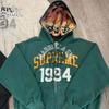 Men's Zippered Treasure Boy Hoodie Sweatshirt - English Print, Autumn/Winter 1994