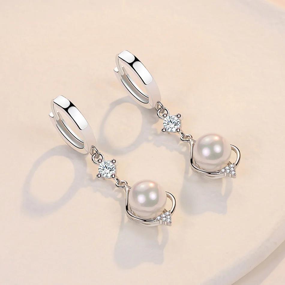 Andara 925 Sterling Silver Water Drop Natural Pearl Earrings for Women Wedding Gift Fashion Jewelry