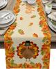 Fall Maple Leaf Pumpkin Turkey Linen Table Runner Party Decor Reusable Kitchen Dining Table Runner Thanksgiving Decorations