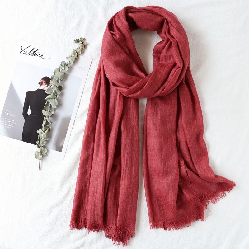 105*190cm One Piece Women Oversize Solid Plain Scarf Shawls Head Wraps Viscose Cashmere Muslim Frayed Hijabs Pashmina