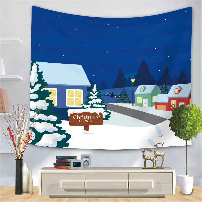 Weihnachtsserie Wandteppich Digital bedrucktes Hängetuch Schneemann Elch Wandteppich