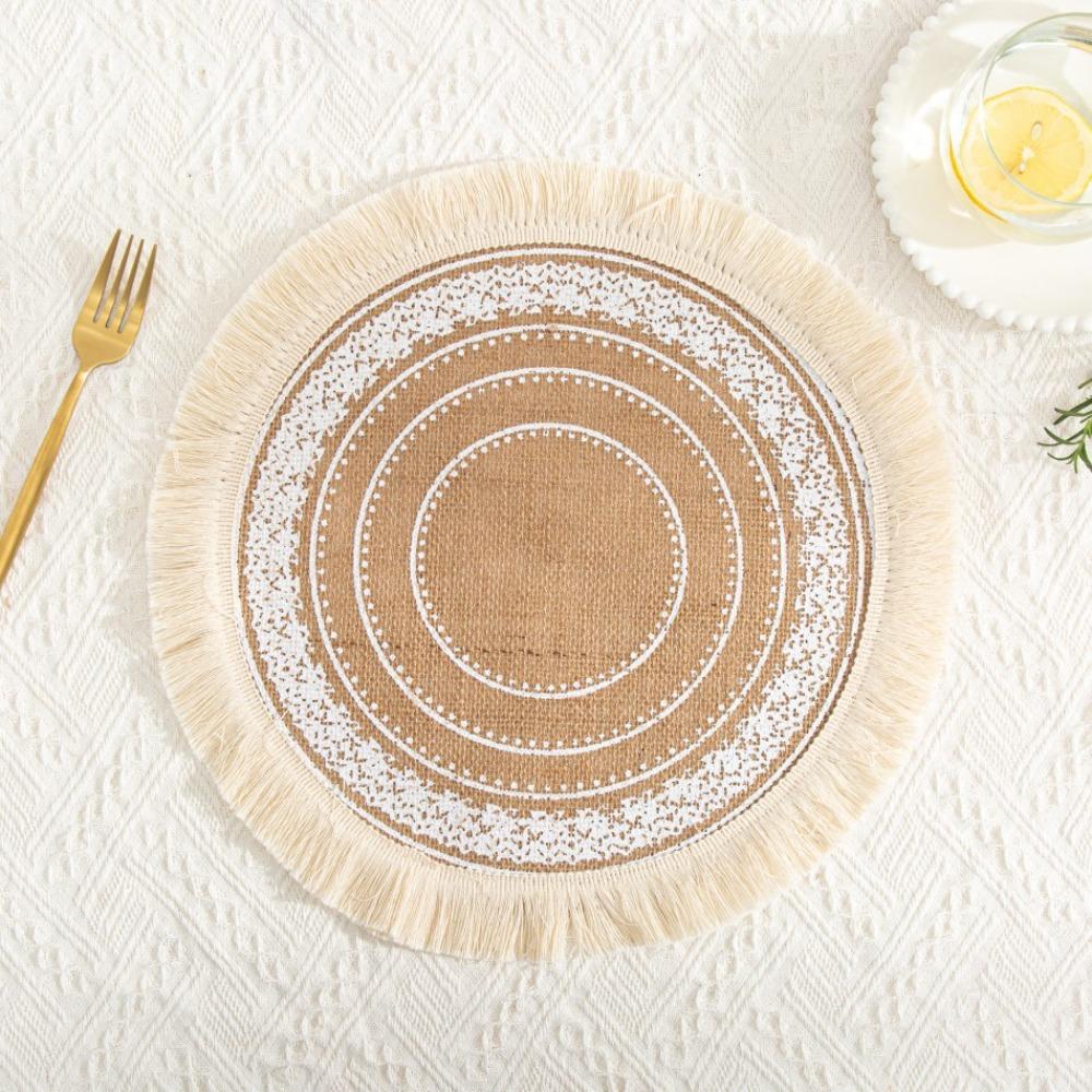 36/38cm Braided Place Mats Heat Resistant Cup Coaster Mat Vintage Round Placemat  Dining Table