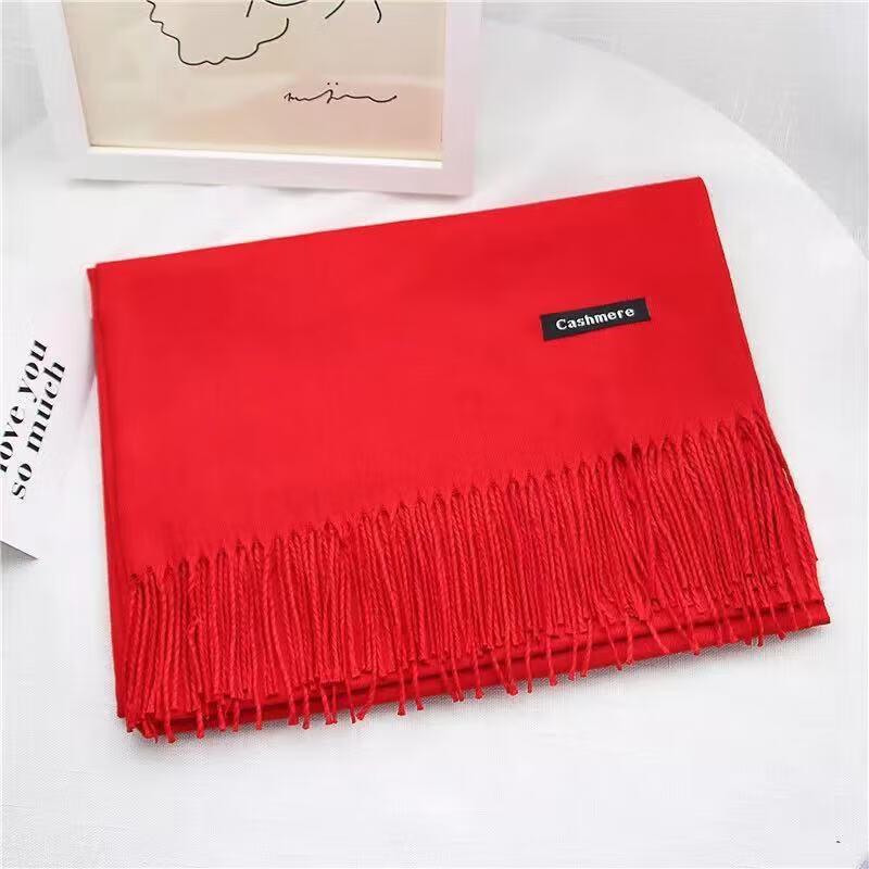 

Chinese Red Faux Cashmere Scarf One Size
