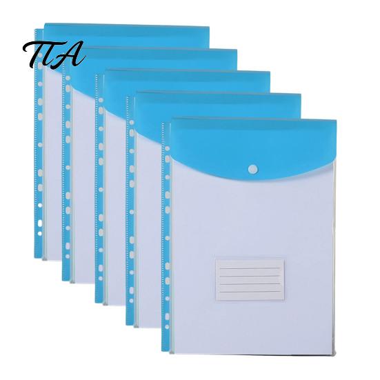 Snap Button Envelope 11 Hole Expanding File Pockets, Reusable PP Document Sleeves, Transparent Tear-resistant Bag Waterproof Organizer for Home Office