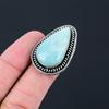 Sisters Day Deal Pear Amazonite Stone Anniversary Promise Ring 925 Silver US 7.5