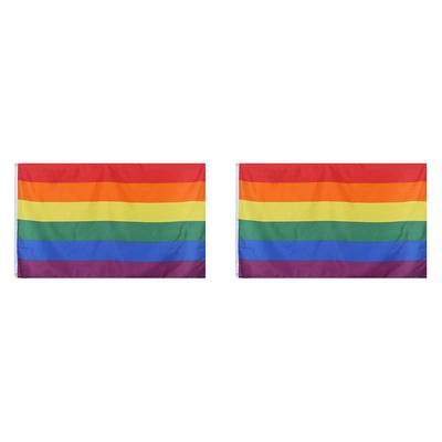 90X150cm Rainbow Flags Vivid Color Progress Pride Rainbow Flag UV Fade Proof Canvas Header Brass Grommets for Home/Outdoor Decor