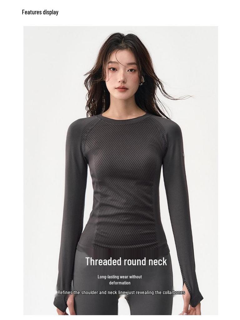 Women's Quick-Dry Long Sleeve Yoga Top for Outdoor Cycling and Running in Autumn/Winter