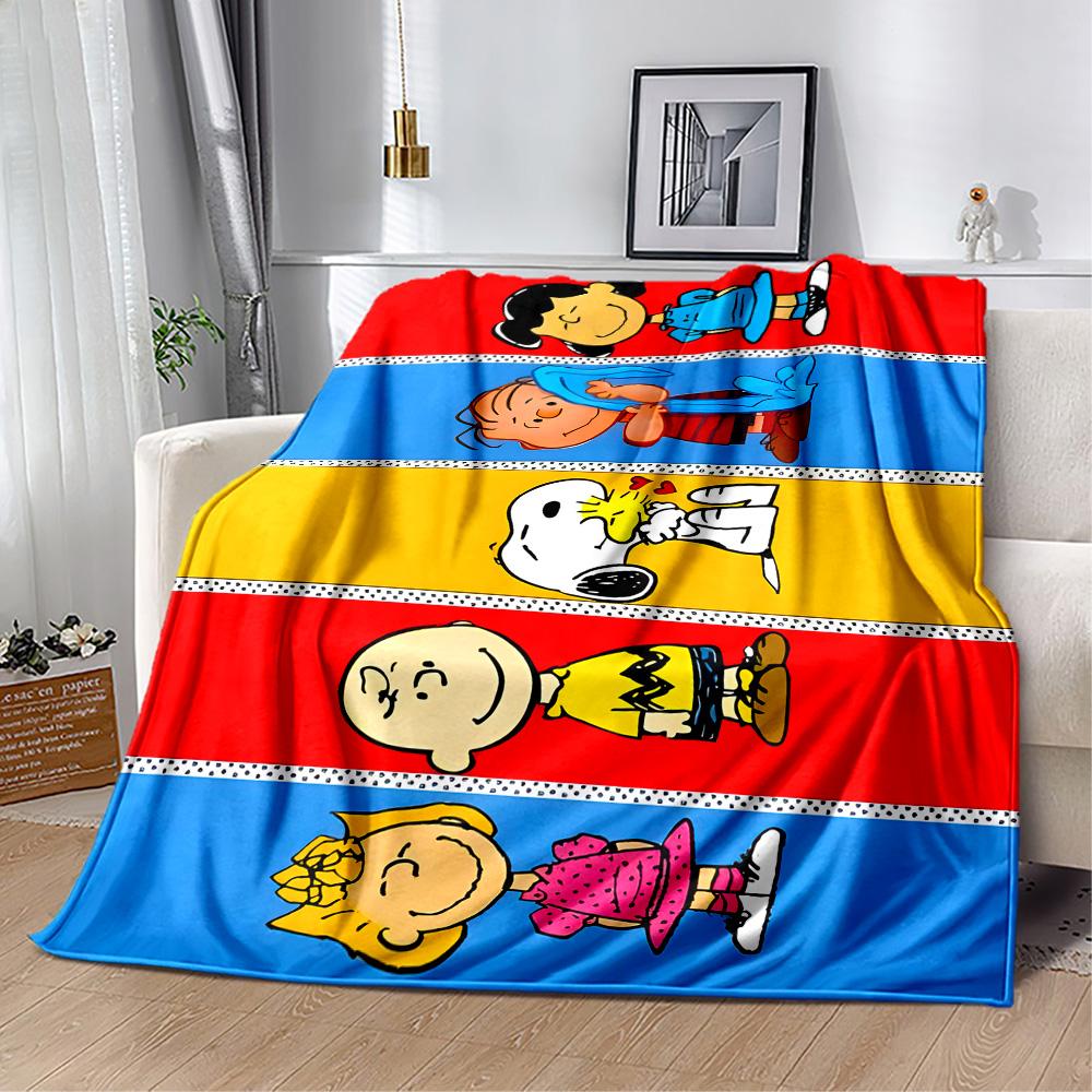 Peanuts Characters Panels Blanket Durable Comfort Perfect for Seaside Chair Sofa All-Season Use Modern Style Birthday Christmas Gift Blanket