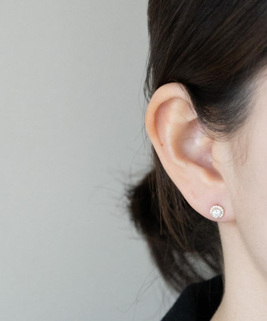Alleun Silver 925 Cubic Round Bold Silver Earrings