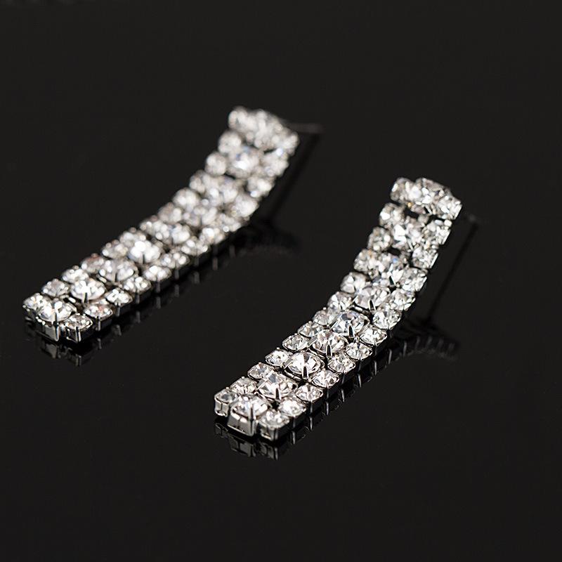 Factory Direct Sales Korean Style Exquisite Sweater Chain Rhinestone Necklace Earrings Two-Piece Set Valentine's Day Gift N174