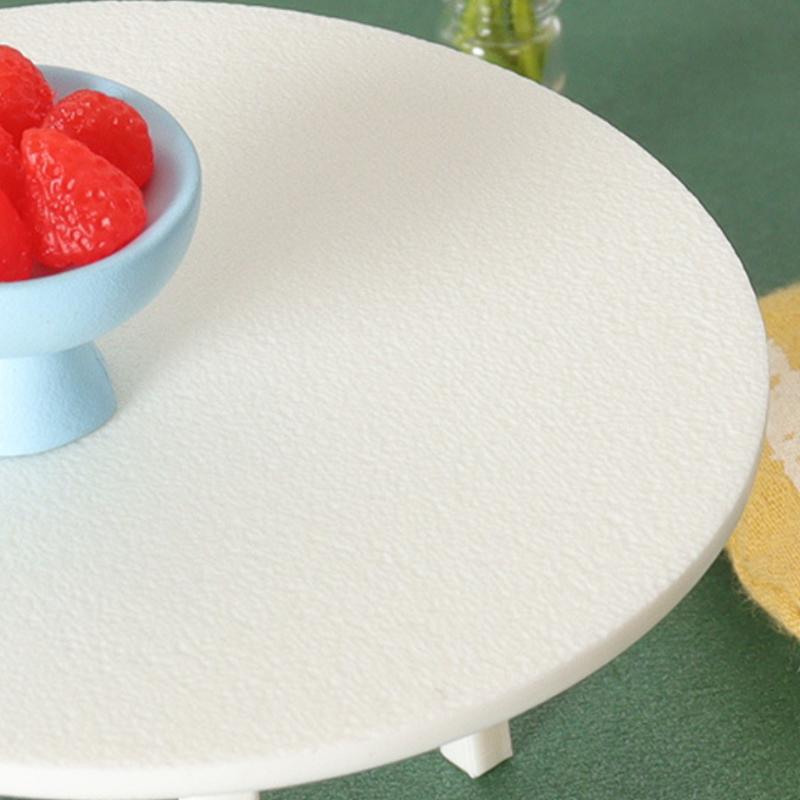 1 Piece Dollhouse Miniature White Round Table Model Simulation Furniture Decoration Diy Accessories Toys