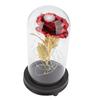 Rose Ornament Artificial Rose Flower in A Glass Dome with LED Light Eternal Flower Gift for Mother Girlfriend