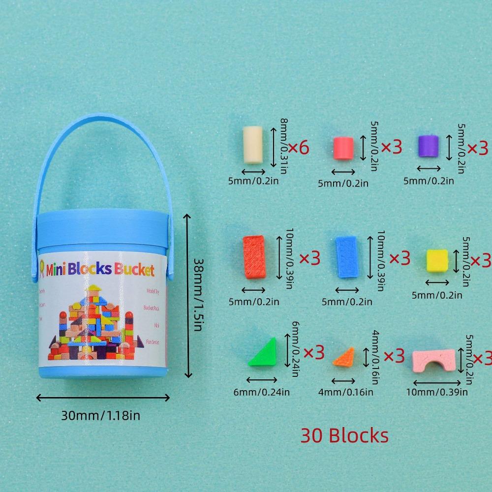 Miniature Size Dollhouse Building Blocks Plastic Doll Building Block Bucket Gift