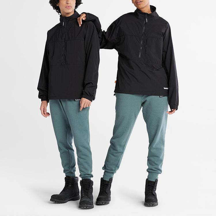 Timberland Solid Color Half Zip Stand Collar Jacket Unisex Jackets Black A5VDF-001