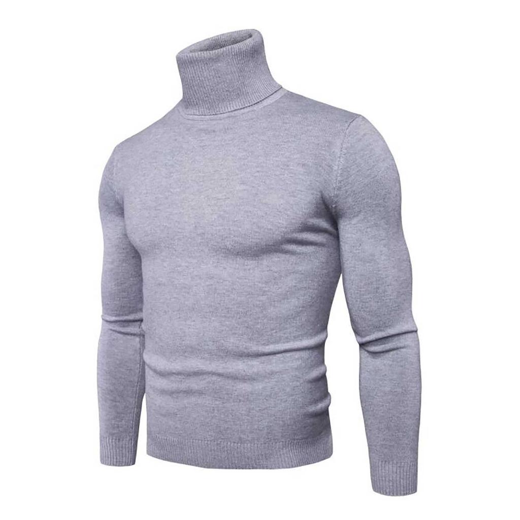 Men's Sweater High Neck Sweater Solid Color Slim Bottoming Sweater