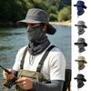 Ice Silk Fishing Hat, Breathable Quick-Drying Fabric Sun Hat with Wide Brim, Detachable Face Guard Adjustable Fit Sun Protection Hat for Outdoor
