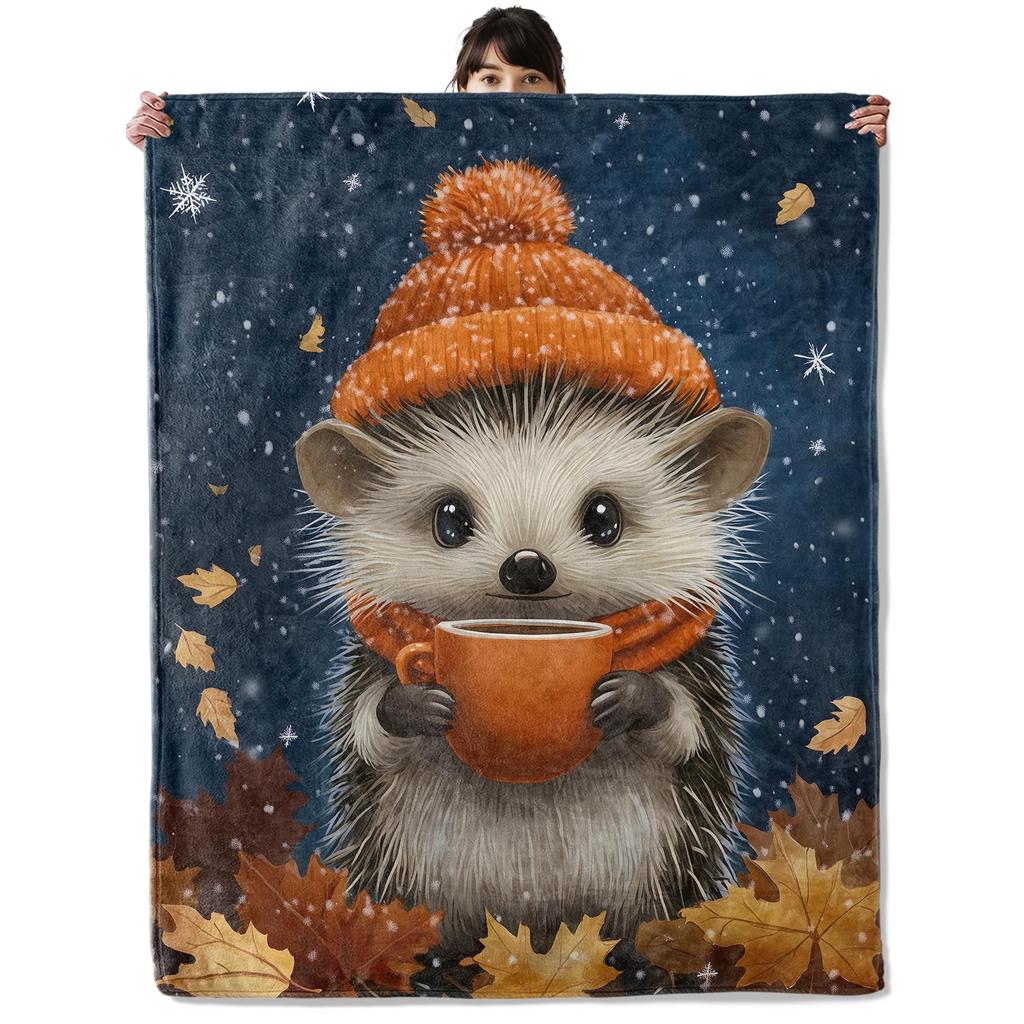 Cute Hedgehog Throw Blanket Super Soft Cozy Lightweight Fuzzy Comfy Flannel Blanket Plush for Couch, Sofa, Bed, Travel, Camping